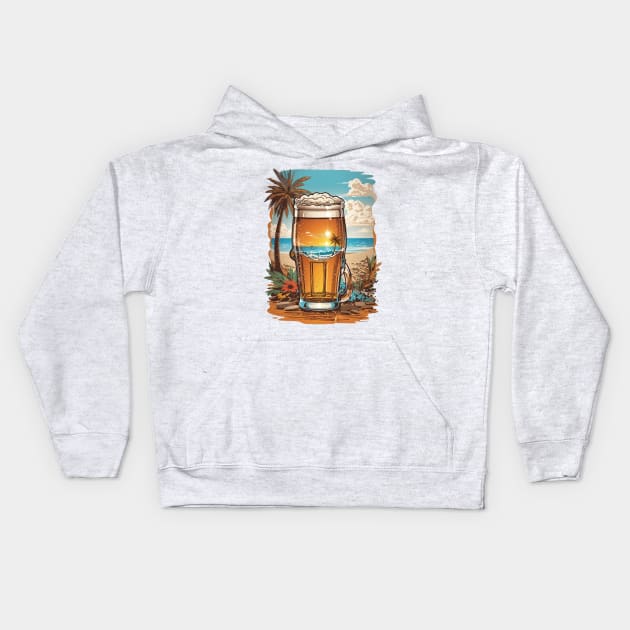 Beer and Beach Lover Shirt and Sticker Kids Hoodie by adcastaway